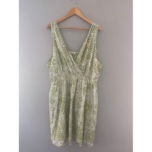 Women's The Avenue Plus size 30/32 Sundress Green Floral Ruffled Sleeveless